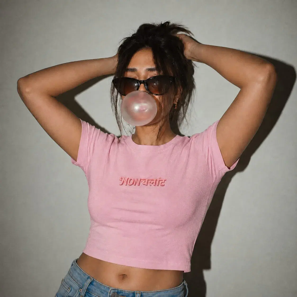BYN Nonchalant Pink Crop Tee for Women