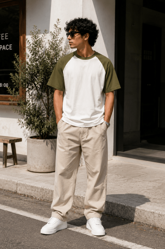 BYN Olive Crest Raglan Oversized Tee -1